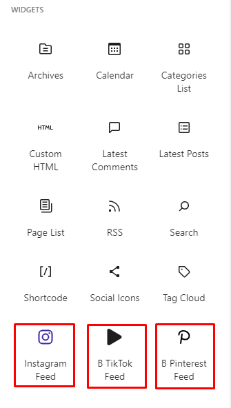 My Social Feeds- Widgets Add Block