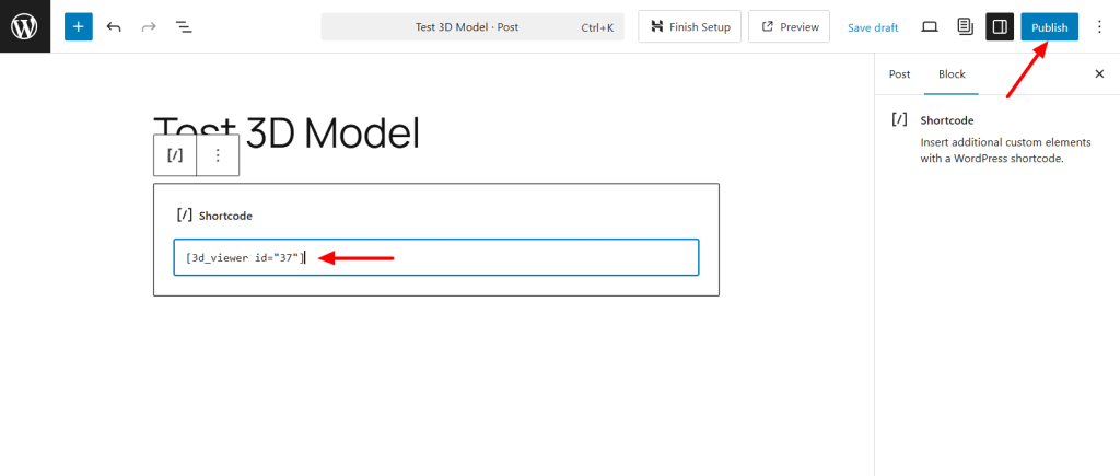 Add 3d model using shortcode