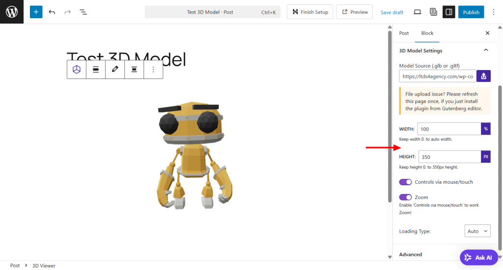 Manage 3D viewer settings