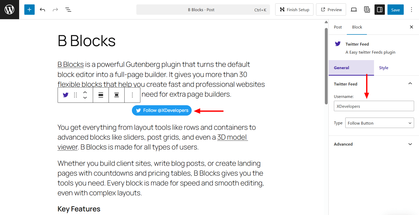 Add username and manage feed type