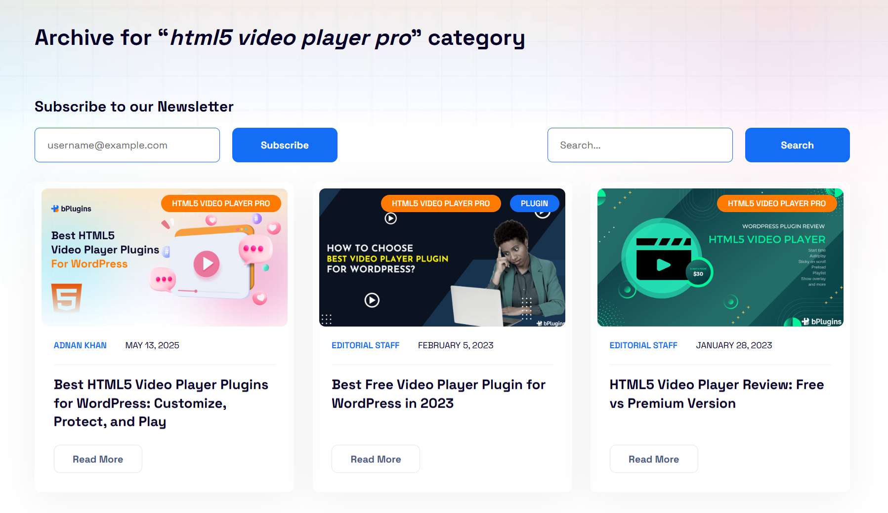 Category-Specific Blog Sections