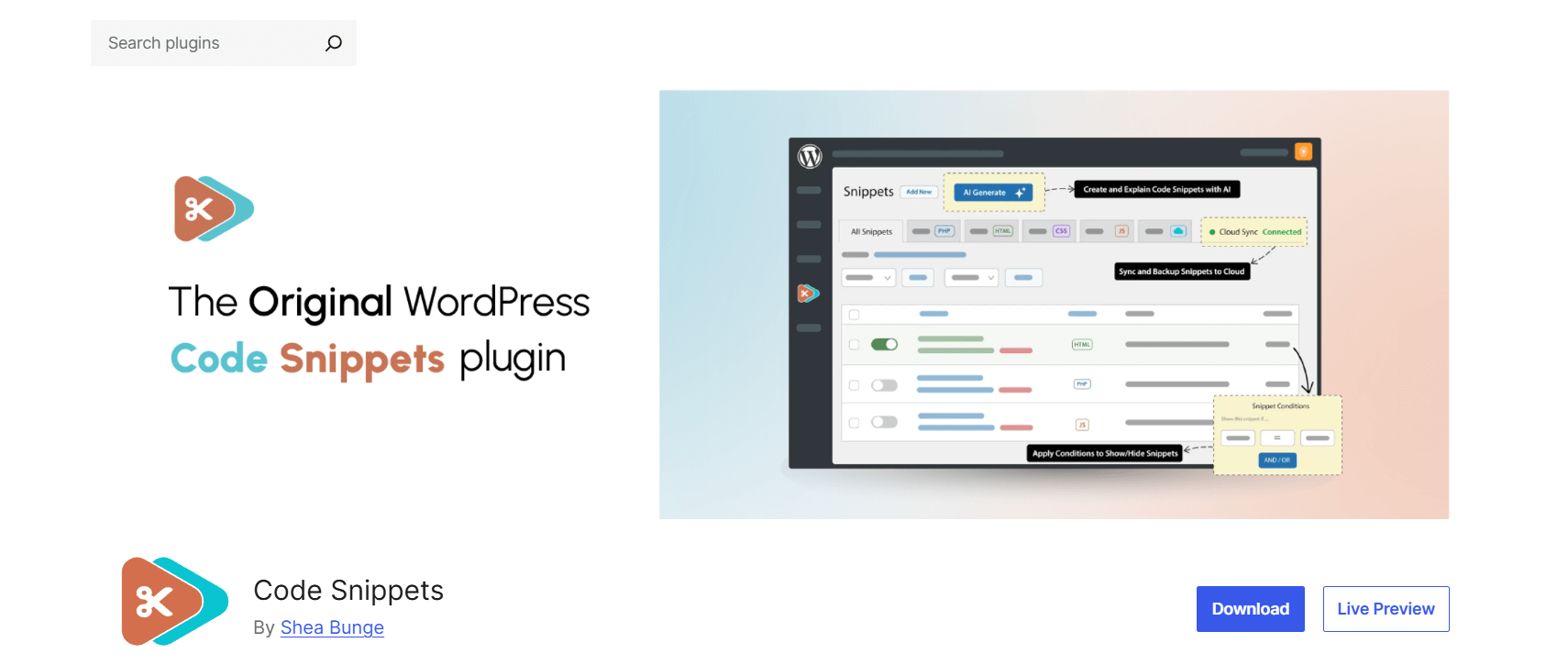 Code Snippets plugin