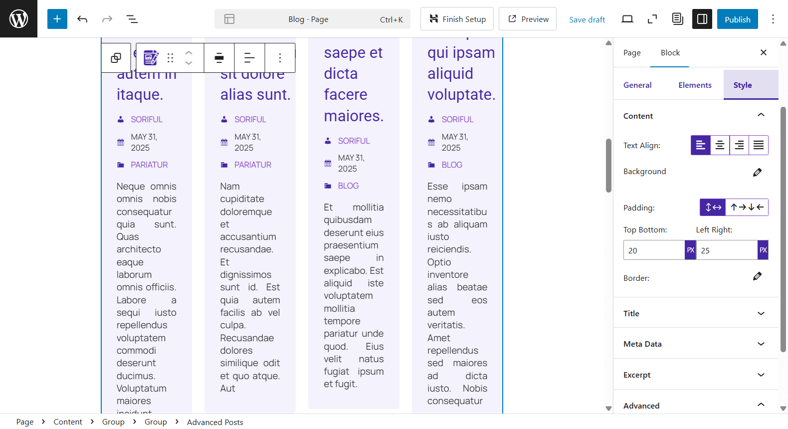 Customize content styles