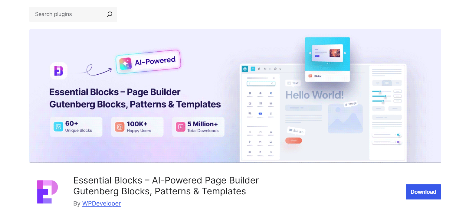 Essential Blocks plugin