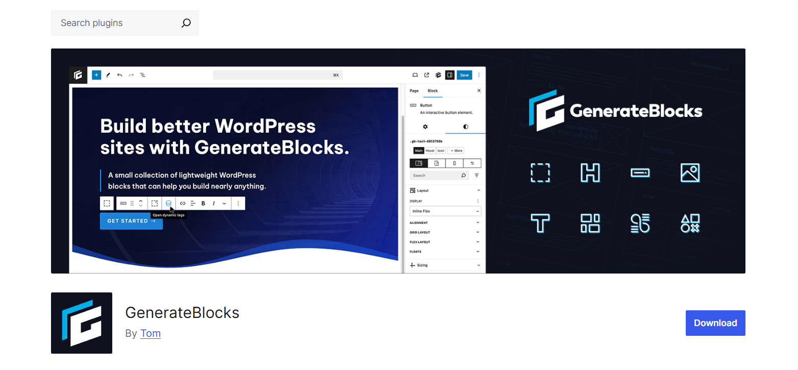 GenerateBlocks plugin
