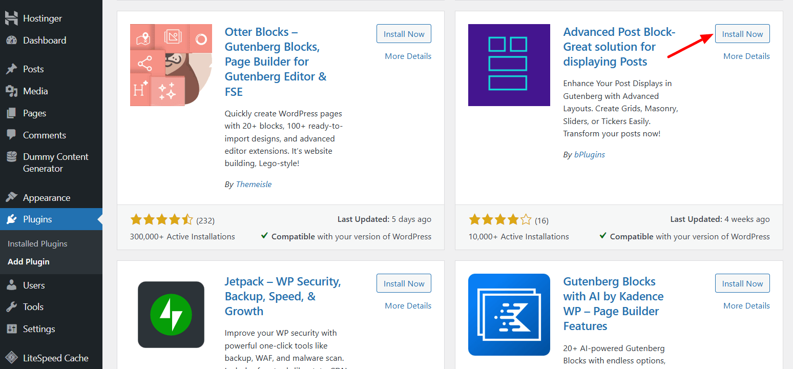 Install and activate Advanced Post Block plugin