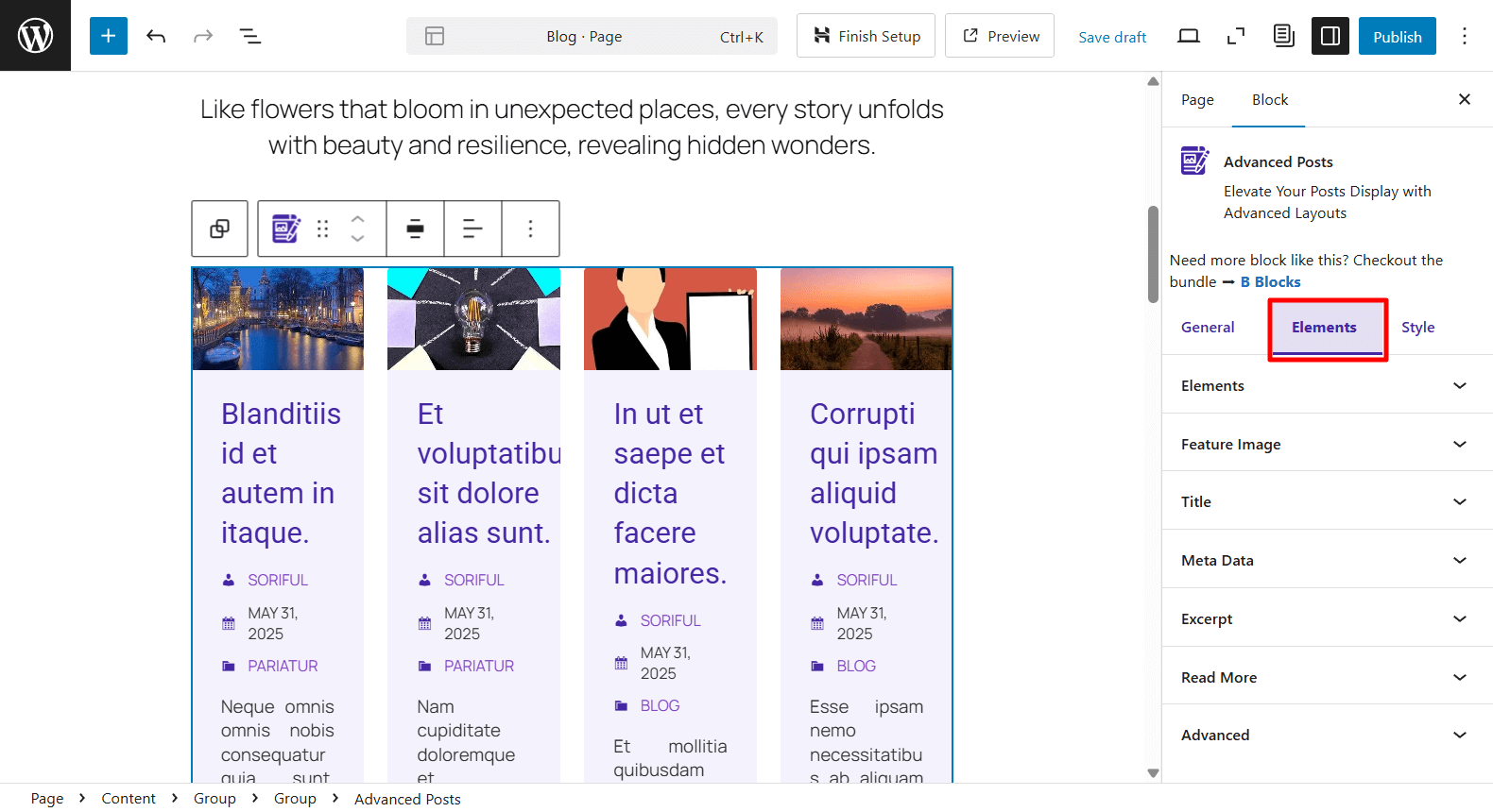 Manage post elements