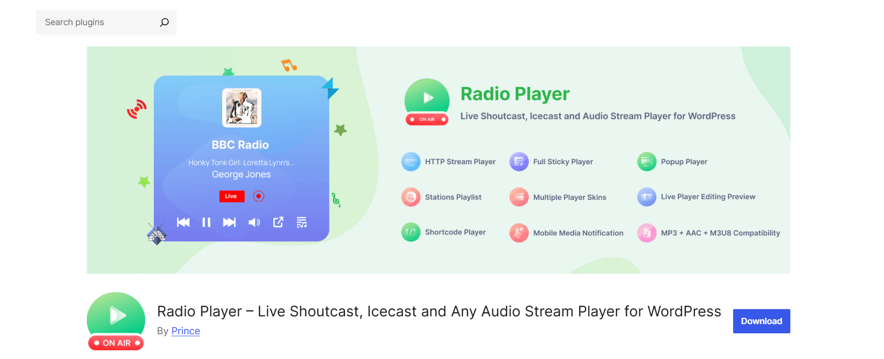 RadiocPlayer WordPress plugin