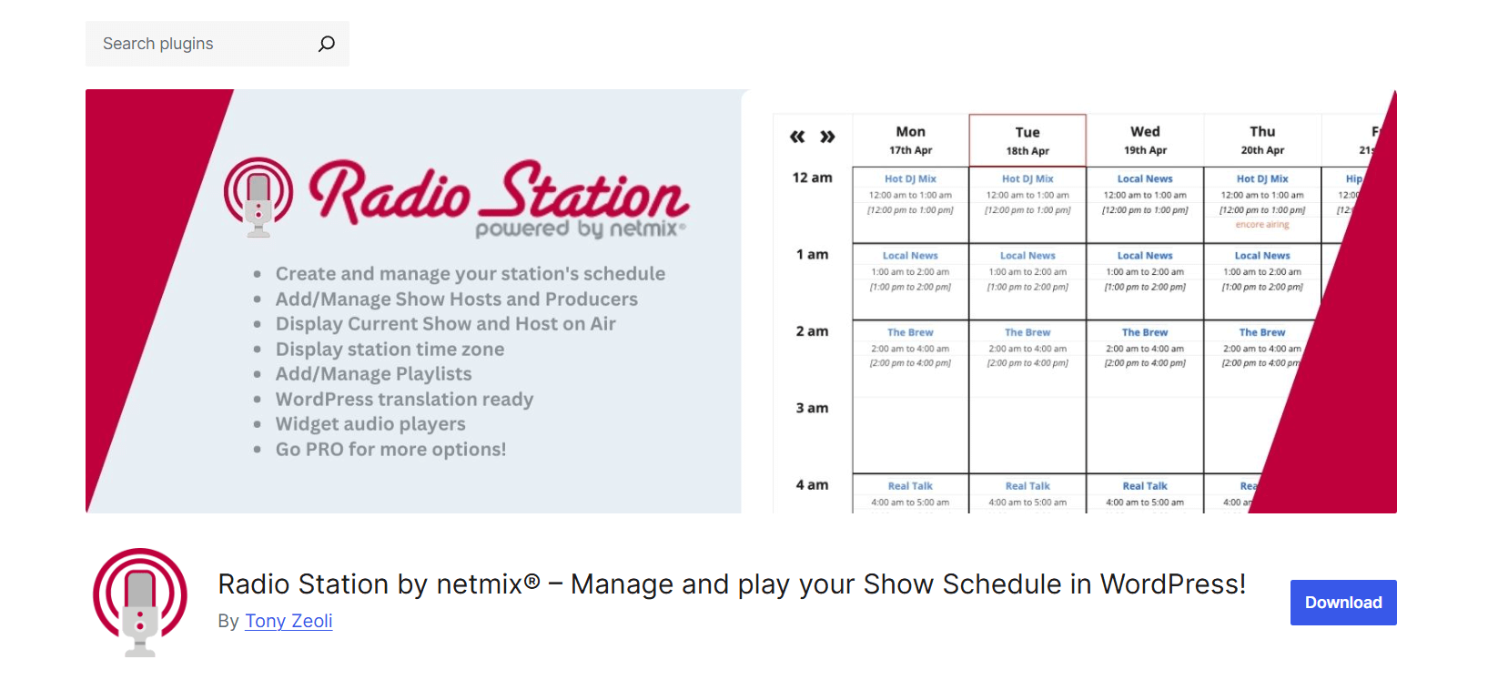 Radio-Station-by-netmix WordPress plugin