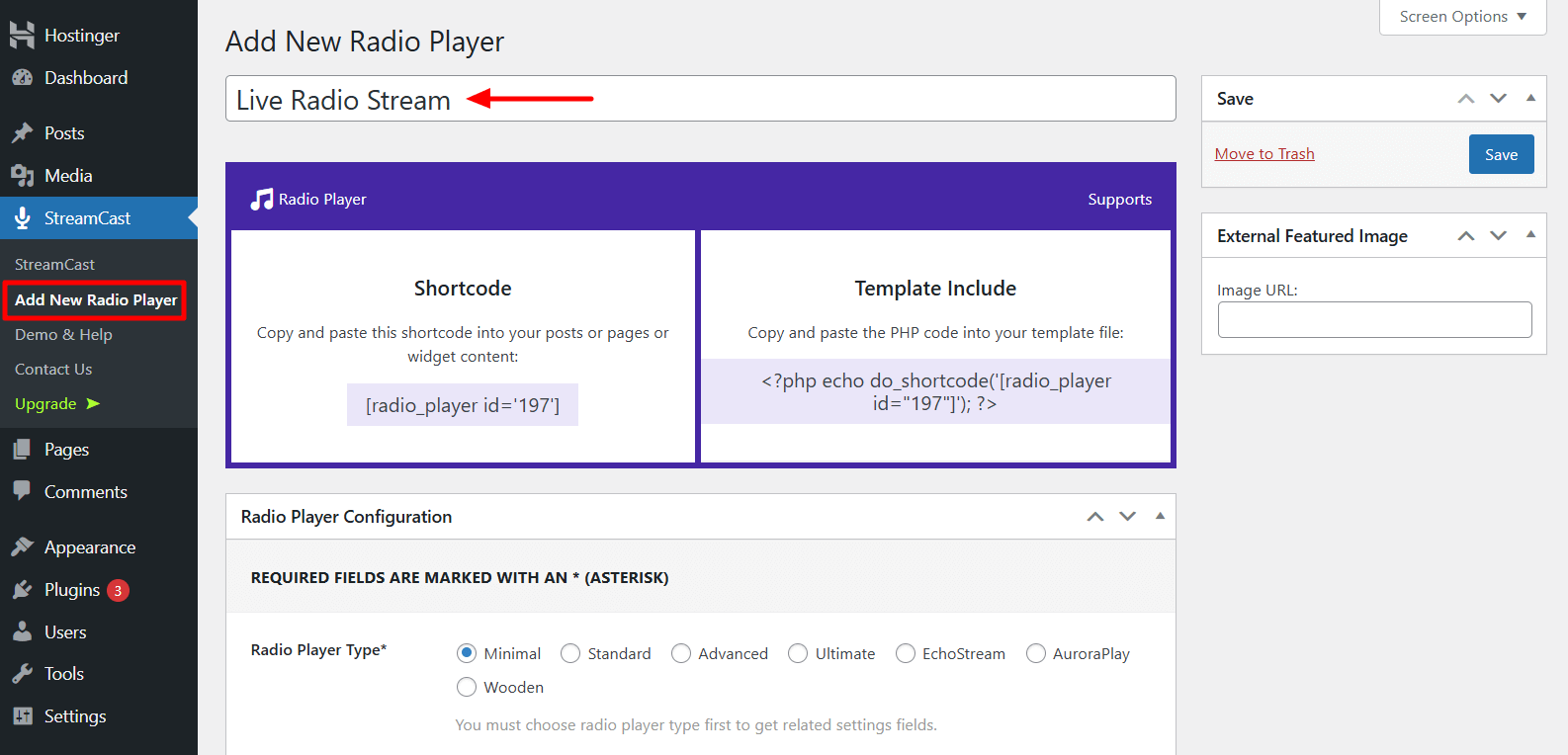 Add New Radio Player
