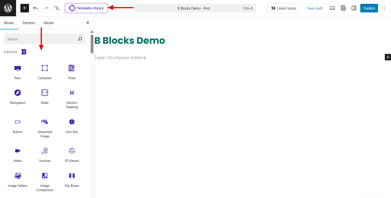 B Blcoks' pattern and block library