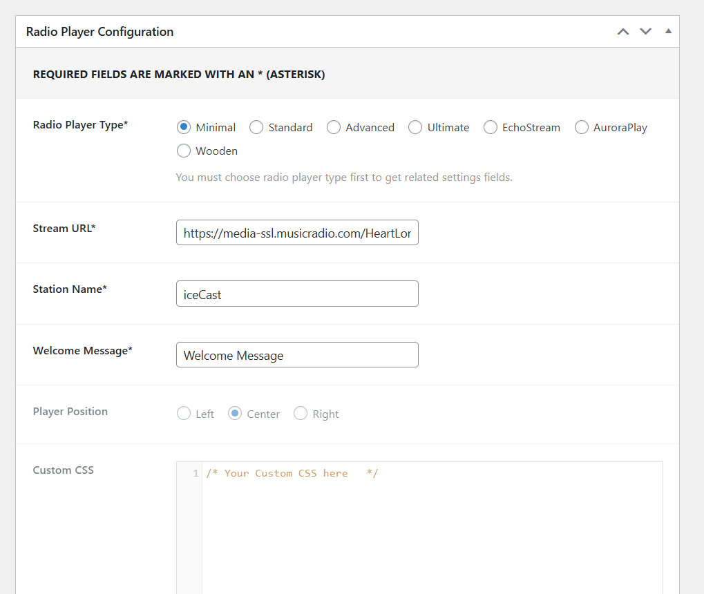 Configure radio player