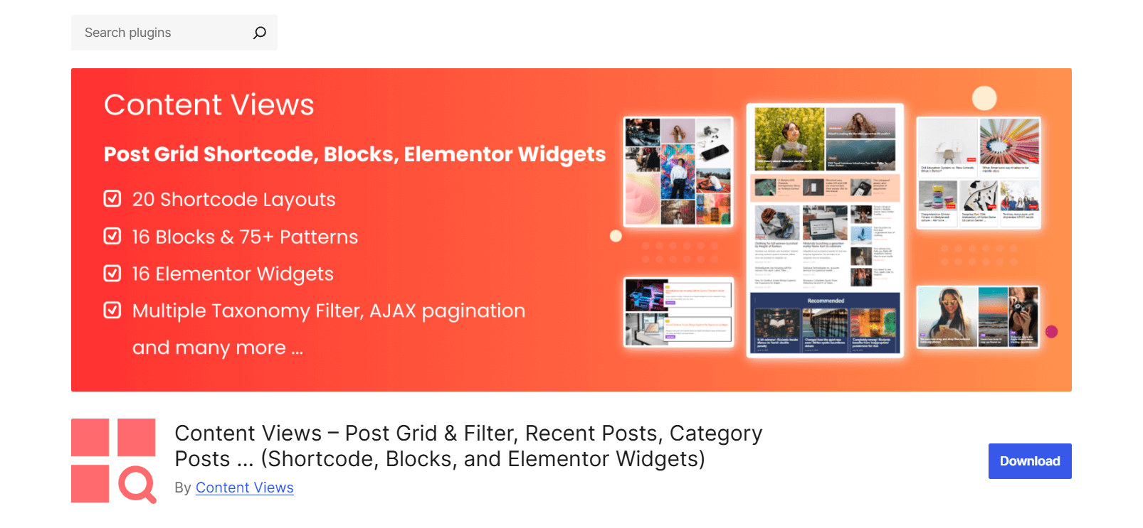 Content Views plugin