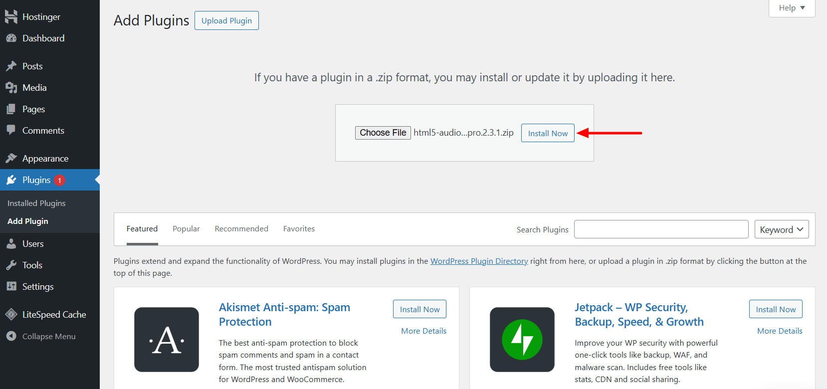 Install and activate HTML5 Audio Player Pro