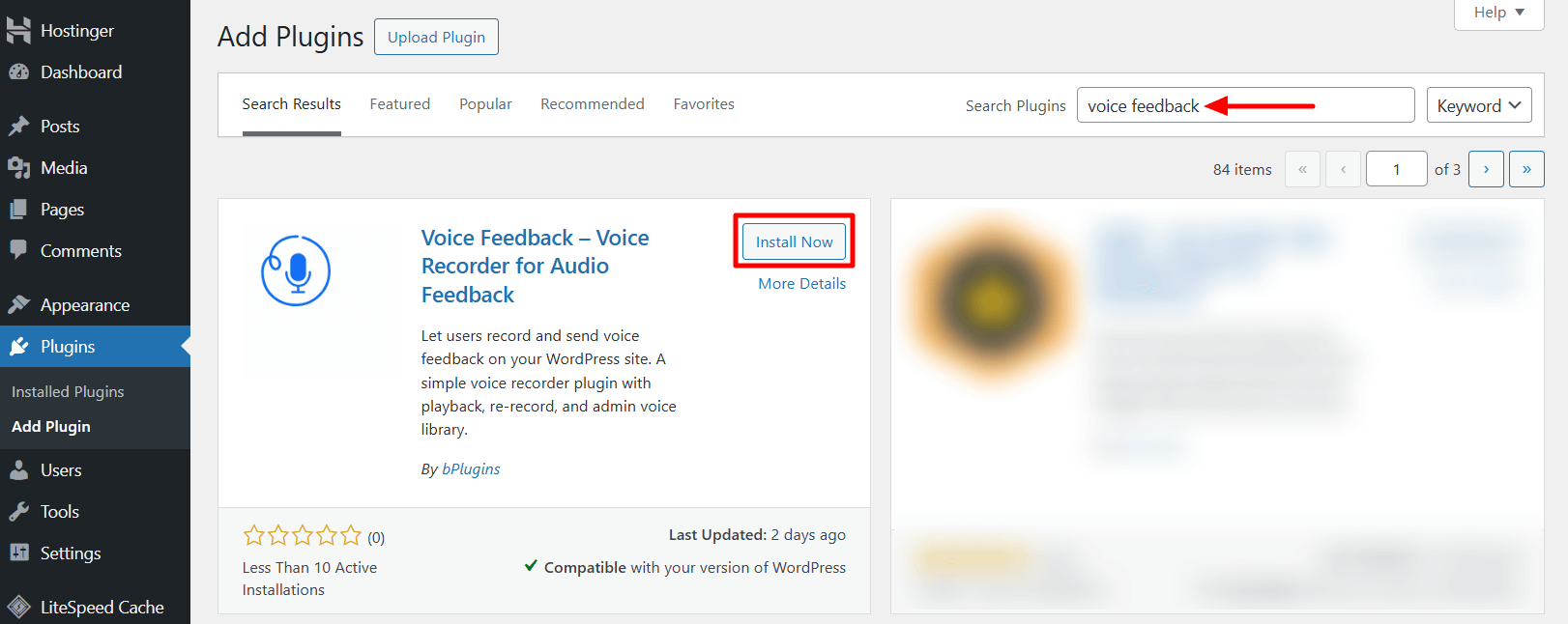 Install and activate Voice Feedback plugin