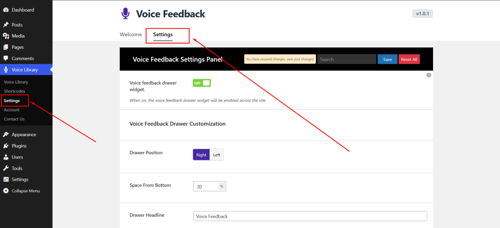Global Settings Destination