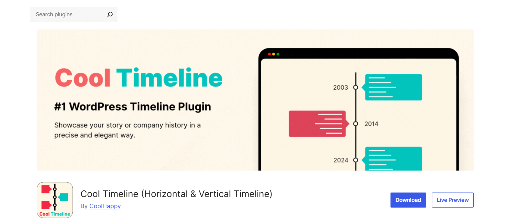 Cool Timeline Horizontal and Vertical Timeline WordPress Plugin