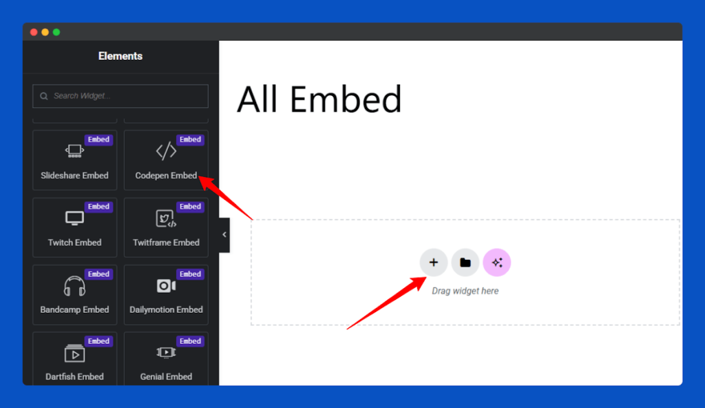 All Embed Addons for Elementor- CodePen Add