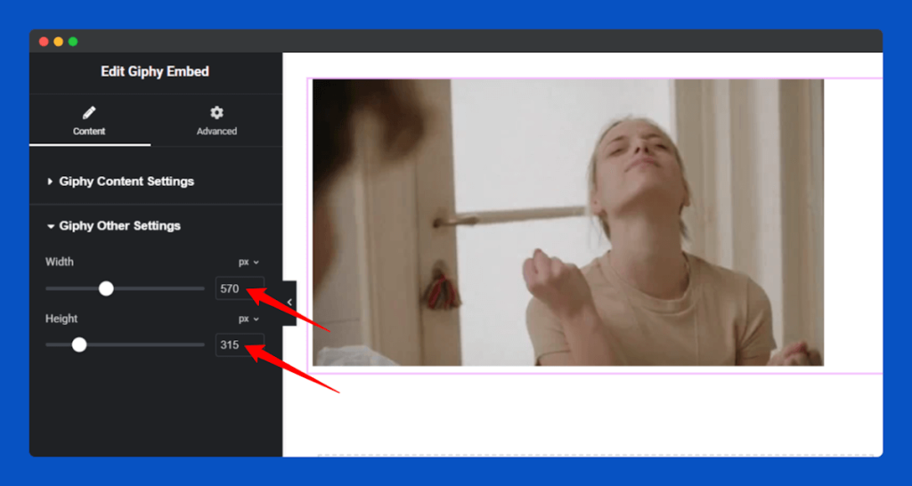 All Embed Addons for Elementor- Giphy Change Width and Height