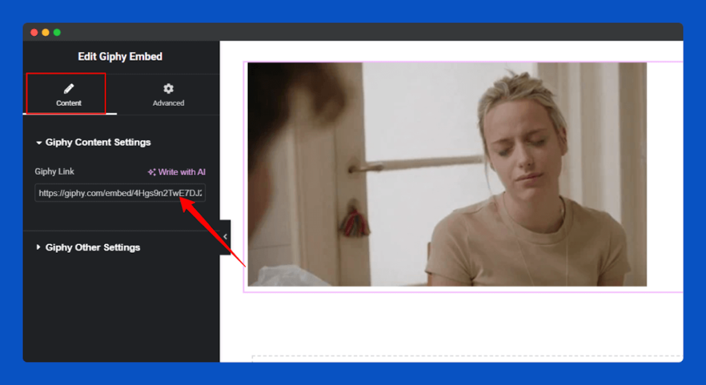 All Embed Addons for Elementor- Giphy Insert URL