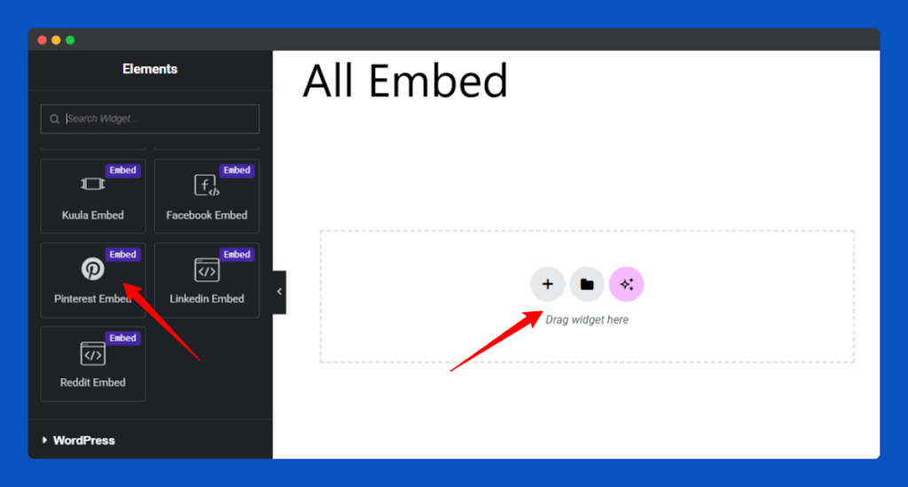 All Embed Addons for Elementor- Pinterest Add