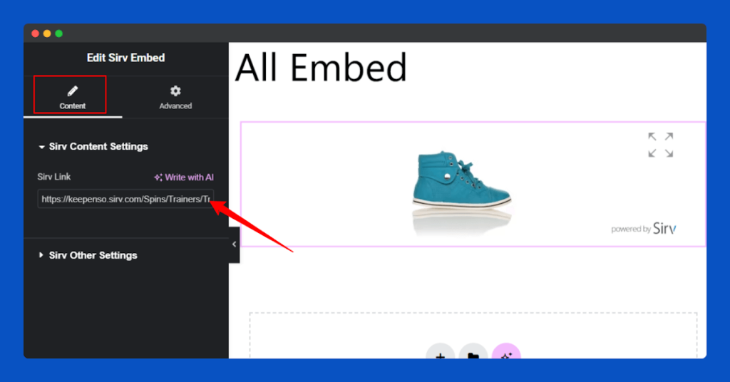 All Embed Addons for Elementor- Sirv Insert URL