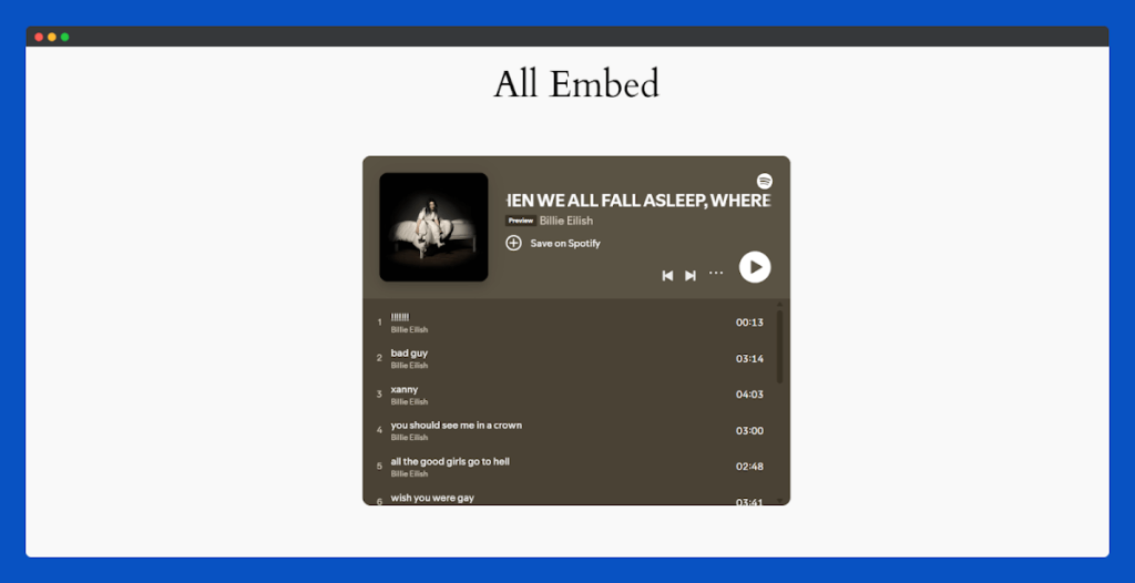 All Embed Addons for Elementor- Spotify Frontend