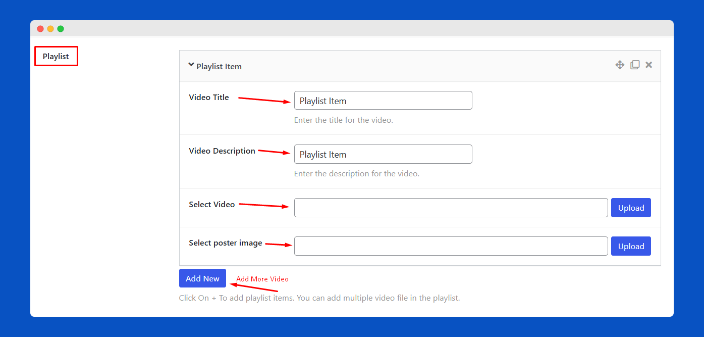 Player Playlist Settings