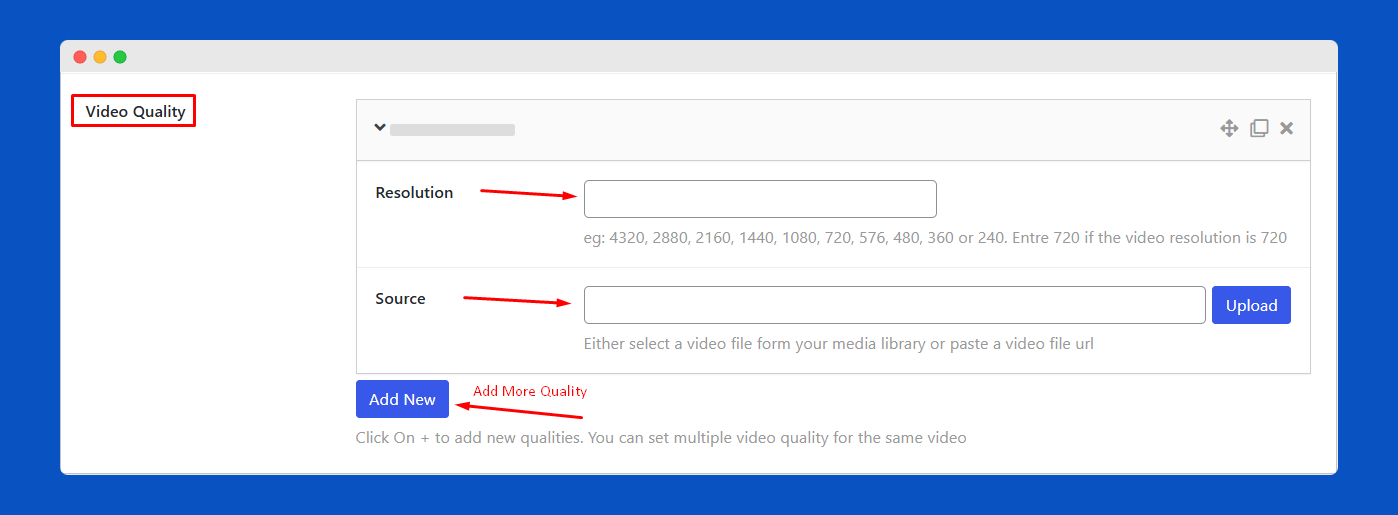 Player Video Quality Settings