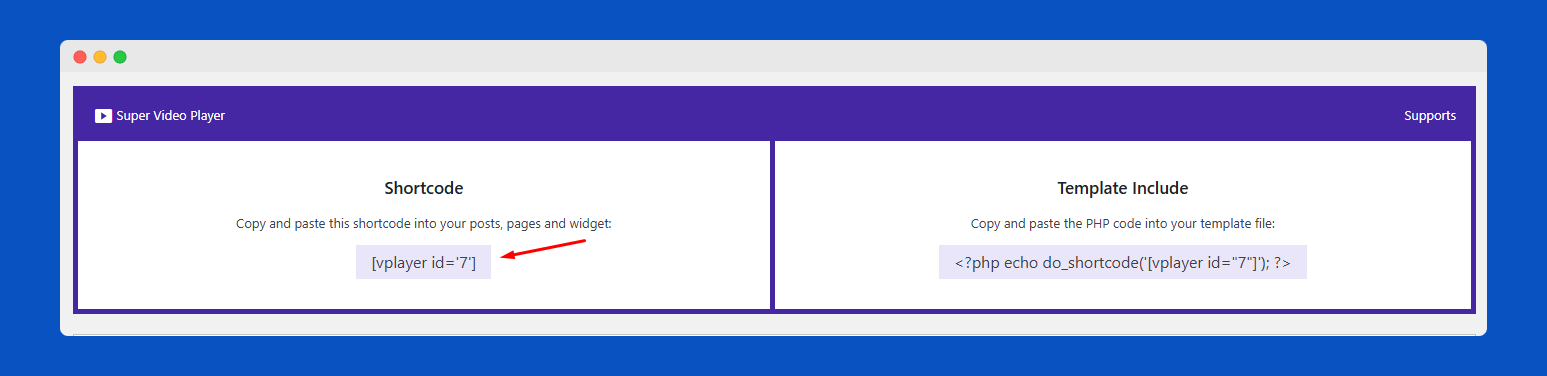 Super Video Player - Copy ShortCode