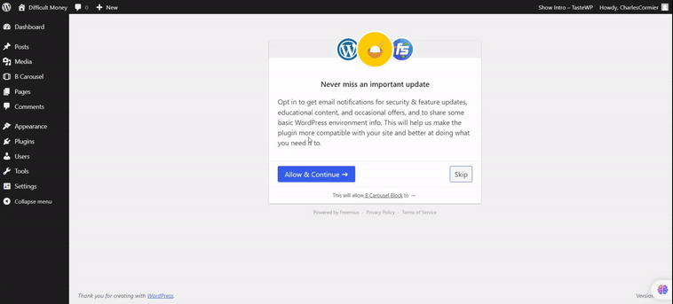 B Carousel Block- Add Block